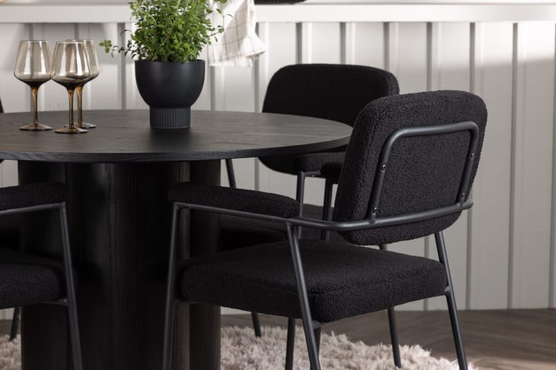 Rund matgrupp Venture Home Svart Svart 4st - Møbler - Bord - Spisegruppe