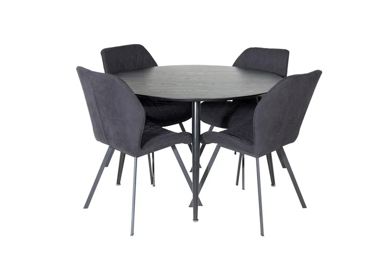 Rund matgrupp Venture Home Svart Svart 4st - Møbler - Bord - Spisegruppe