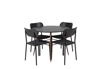 Rund matgrupp Venture Home Svart Svart 4st - Møbler - Bord - Spisegruppe