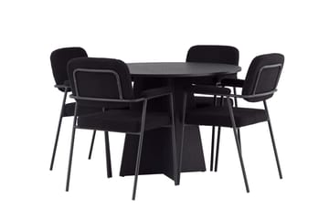 Rund matgrupp Venture Home Svart Svart 4st - Møbler - Bord - Spisegruppe