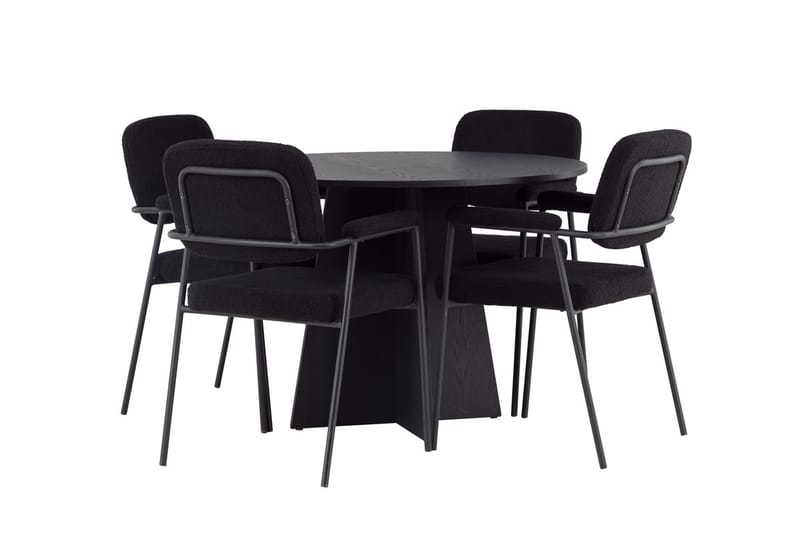 Rund matgrupp Venture Home Svart Svart 4st - Møbler - Bord - Spisegruppe