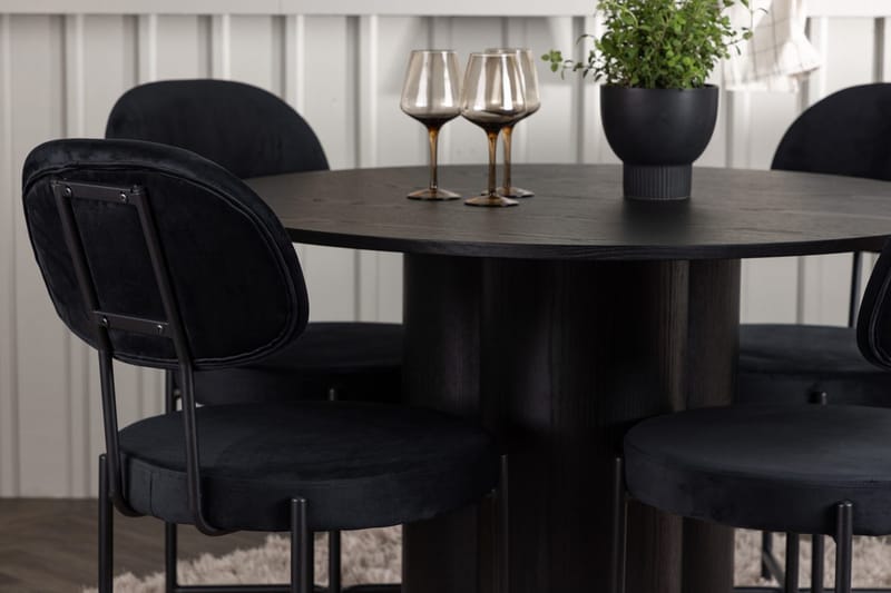 Rund matgrupp Venture Home Svart Svart 4st - Møbler - Bord - Spisegruppe