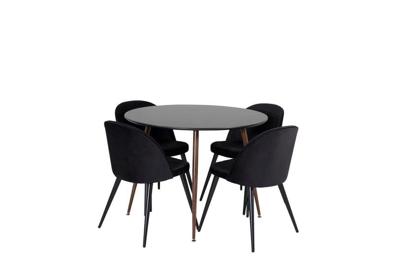 Rund matgrupp Venture Home Svart Svart 4st - Møbler - Bord - Spisegruppe