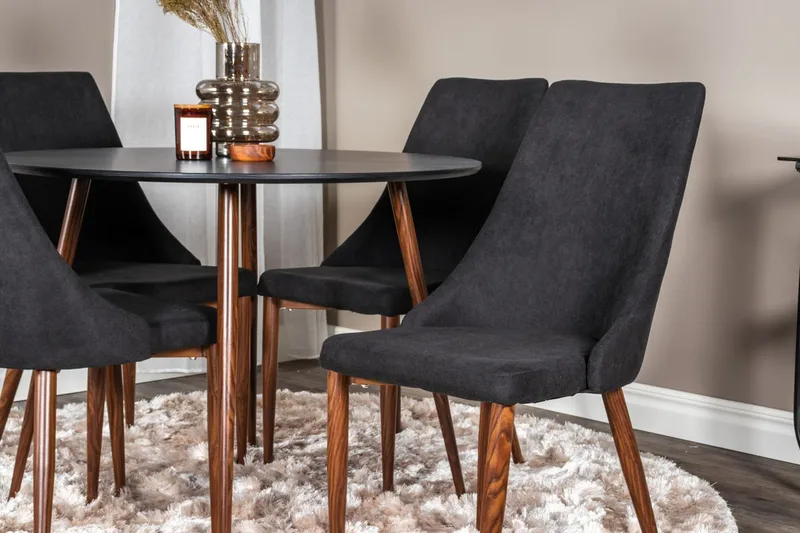 Rund matgrupp Venture Home Svart Svart 4st - Møbler - Bord - Spisegruppe