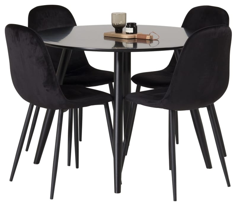 Rund matgrupp Venture Home Svart Svart 4st - Møbler - Bord - Spisegruppe