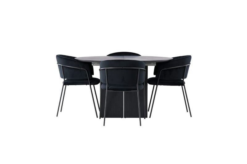 Rund matgrupp Venture Home Svart Svart 4st - Møbler - Bord - Spisegruppe