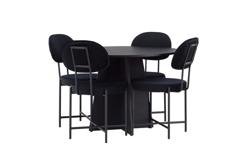 Rund matgrupp Venture Home Svart Svart 4st - Møbler - Bord - Spisegruppe