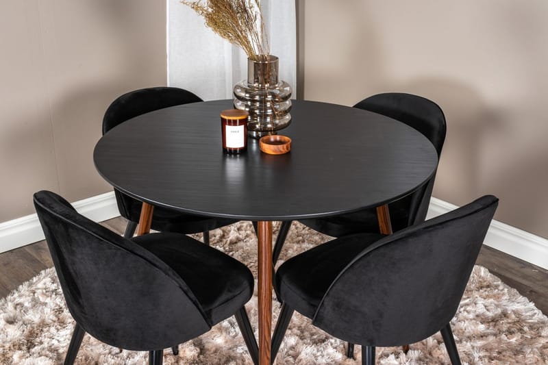 Rund matgrupp Venture Home Svart Svart 4st - Møbler - Bord - Spisegruppe