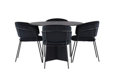 Rund matgrupp Venture Home Svart Svart 4st - Møbler - Bord - Spisegruppe