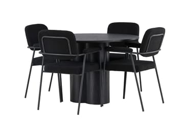 Rund matgrupp Venture Home Svart Svart 4st - Møbler - Bord - Spisegruppe