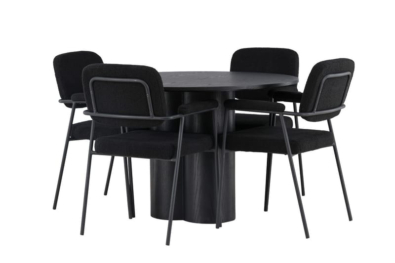 Rund matgrupp Venture Home Svart Svart 4st - Møbler - Bord - Spisegruppe