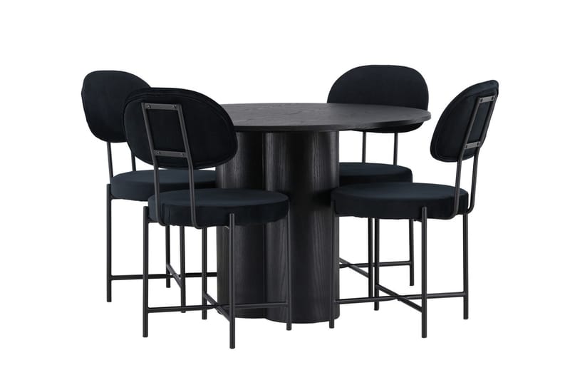 Rund matgrupp Venture Home Svart Svart 4st - Møbler - Bord - Spisegruppe