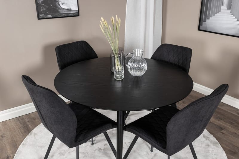Rund matgrupp Venture Home Svart Svart 4st - Møbler - Bord - Spisegruppe