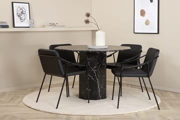 Rund matgrupp Venture Home Svart Svart 4st - Møbler - Bord - Spisegruppe