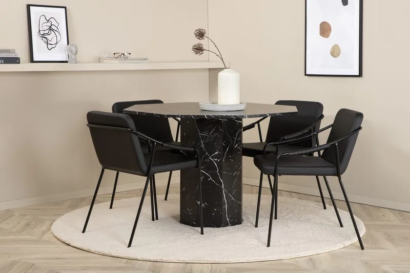 Rund matgrupp Venture Home Svart Svart 4st - Møbler - Bord - Spisegruppe