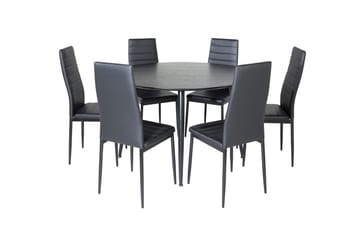 Rund matgrupp Venture Home Svart Svart 6st - Møbler - Bord - Spisegruppe