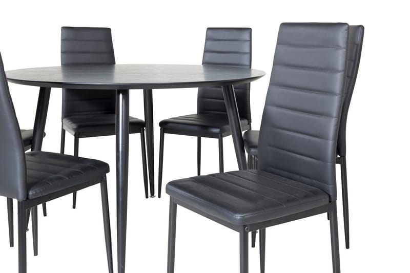 Rund matgrupp Venture Home Svart Svart 6st - Møbler - Bord - Spisegruppe