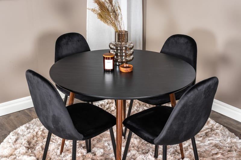 Rund matgrupp Venture Home Svart Svart/Brun 4st - Møbler - Bord - Spisegruppe
