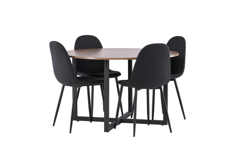 Rund matgrupp Venture Home Svart Valnöt 4st - Møbler - Bord - Spisegruppe