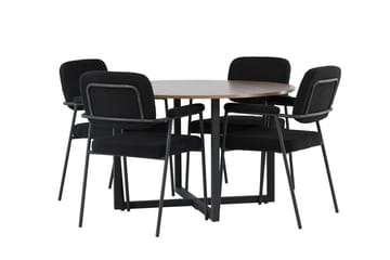 Rund matgrupp Venture Home Svart Valnöt 4st - Møbler - Bord - Spisegruppe