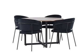 Rund matgrupp Venture Home Svart Valnöt 4st - Møbler - Bord - Spisegruppe