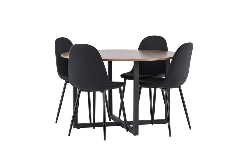 Rund matgrupp Venture Home Svart Valnöt 4st - Møbler - Bord - Spisegruppe