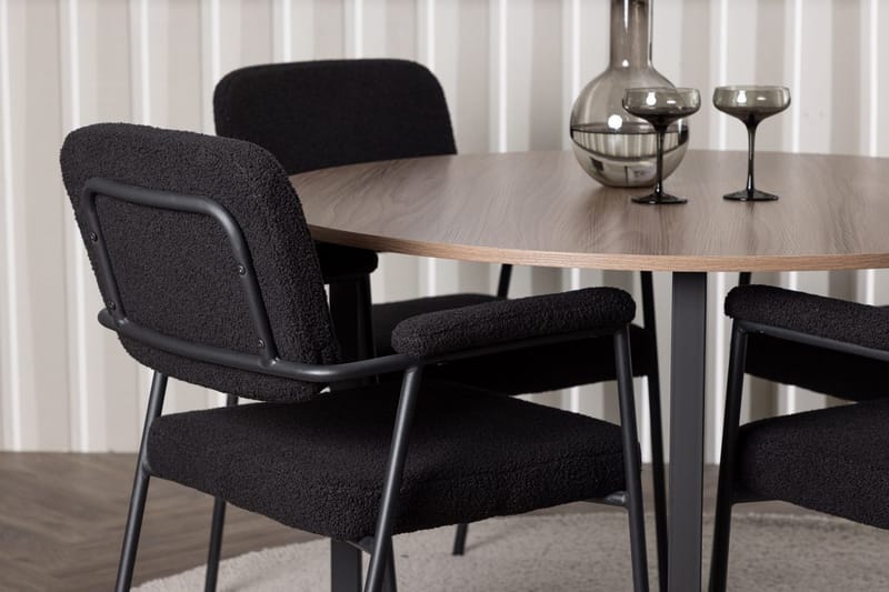 Rund matgrupp Venture Home Svart Valnöt 4st - Møbler - Bord - Spisegruppe