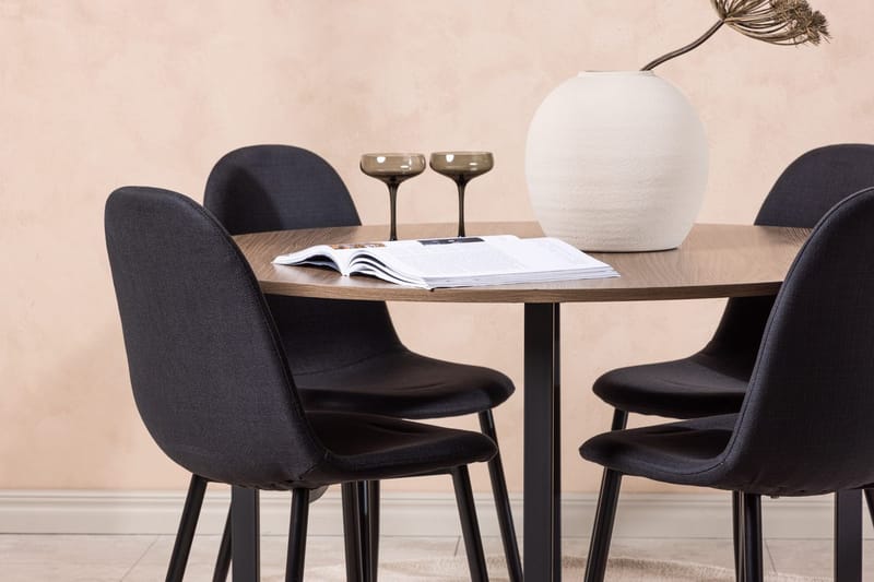 Rund matgrupp Venture Home Svart Valnöt 4st - Møbler - Bord - Spisegruppe
