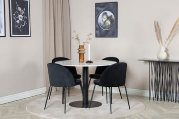 Rund matgrupp Venture Home Svart Vit marmor 4st - Møbler - Bord - Spisegruppe