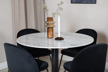 Rund matgrupp Venture Home Svart Vit marmor 4st - Møbler - Bord - Spisegruppe