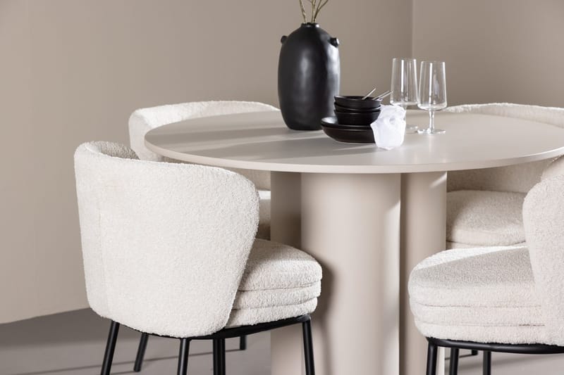 Rund matgrupp Venture Home Vit Beige 4st - Møbler - Bord - Spisegruppe