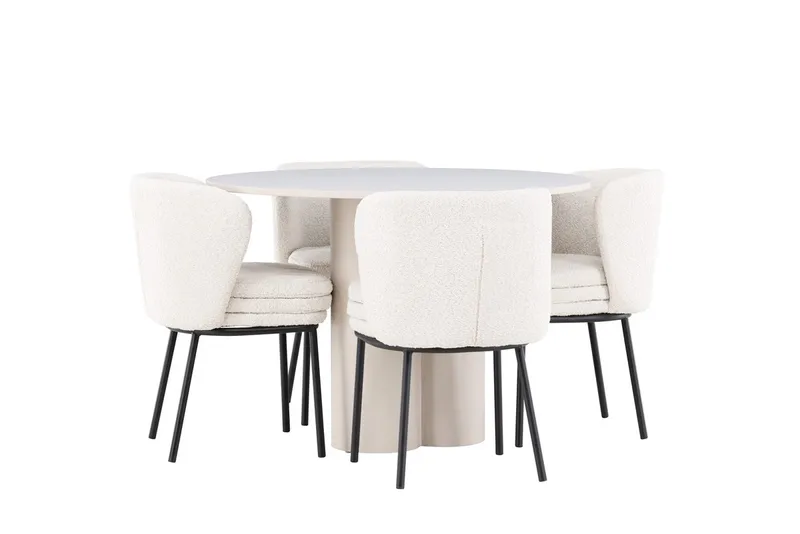 Rund matgrupp Venture Home Vit Beige 4st - Møbler - Bord - Spisegruppe
