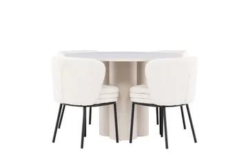 Rund matgrupp Venture Home Vit Beige 4st - Møbler - Bord - Spisegruppe