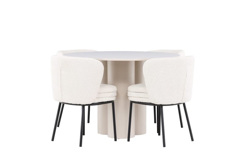 Rund matgrupp Venture Home Vit Beige 4st - Møbler - Bord - Spisegruppe