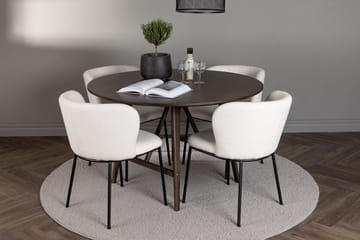 Rund matgrupp Venture Home Vit Mörkbrun 4st - Mørkebrun - Møbler - Bord - Spisegruppe