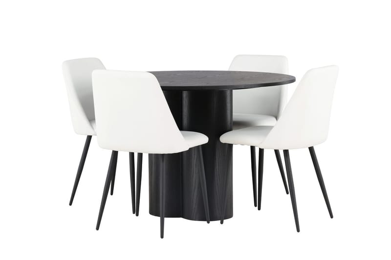 Rund matgrupp Venture Home Vit Svart 4st - Møbler - Bord - Spisegruppe