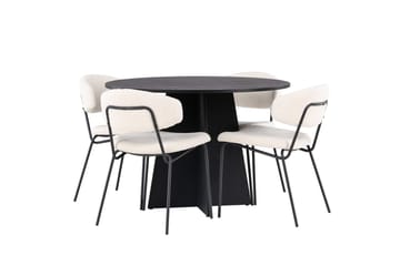 Rund matgrupp Venture Home Vit Svart 4st - Møbler - Bord - Spisegruppe