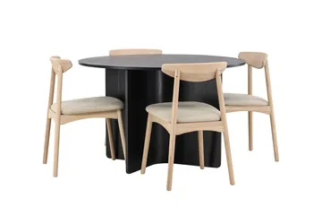 Rund spisegruppe Tyresö 120 cm rund med 4 Ven stoler - Svart/Whitewash - Møbler - Bord - Spisegruppe