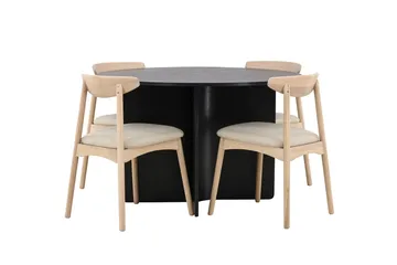 Rund spisegruppe Tyresö 120 cm rund med 4 Ven stoler - Svart/Whitewash - Møbler - Bord - Spisegruppe