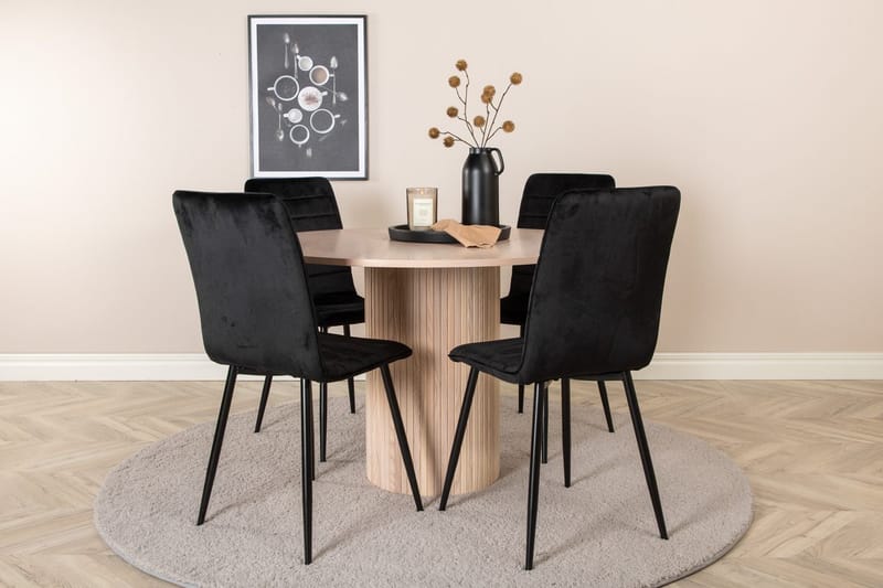 Rund spisegruppe Venture Home Bianca, Windu Svart Lyst tre 4 stk.