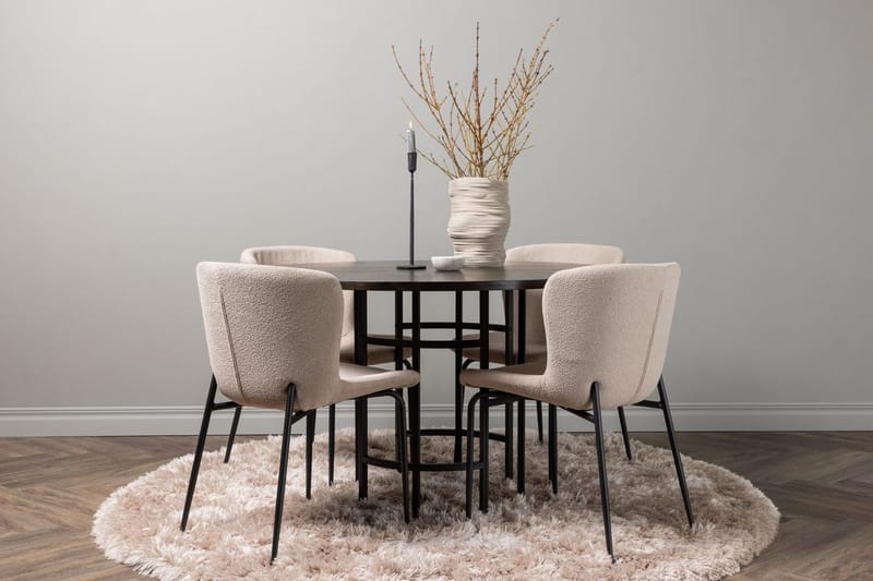 Rund spisegruppe Venture Home Copenhagen, Modesto Beige Mørkt tre 4 stk.