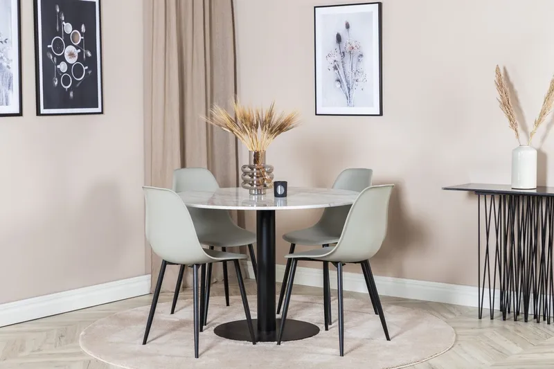 Rund spisegruppe Venture Home Estelle, Polar Hvit marmor
