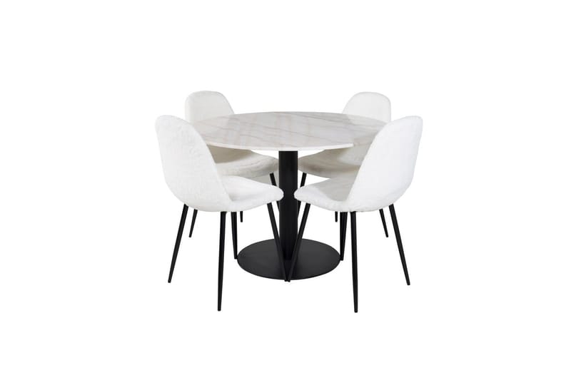 Rund spisegruppe Venture Home Estelle, Polar Hvit Hvit marmor 4 stk. - Møbler - Bord - Spisegruppe