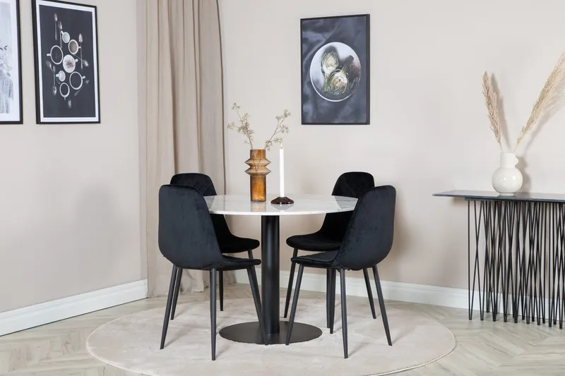 Rund spisegruppe Venture Home Estelle, Polar Hvit marmor