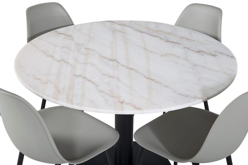 Rund spisegruppe Venture Home Estelle, Polar Hvit marmor - Møbler - Bord - Spisegruppe