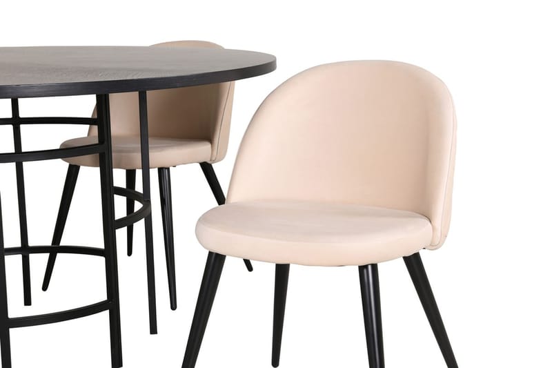 Rund spisegruppe Venture Home København, Velvet - svart og beige - Møbler - Bord - Spisegruppe