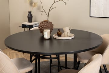 Rund spisegruppe Venture Home København, Velvet - svart og beige - Møbler - Bord - Spisegruppe