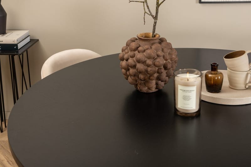 Rund spisegruppe Venture Home København, Velvet - svart og beige - Møbler - Bord - Spisegruppe