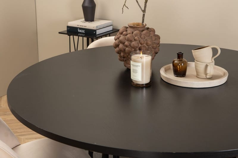 Rund spisegruppe Venture Home København, Velvet - svart og beige - Møbler - Bord - Spisegruppe