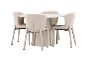 Rund spisegruppe Venture Home Lanzo, Astoria Beige Beige 4 stk. - Møbler - Bord - Spisegruppe